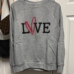 Athletic Works Gray Sweater with Pink Love Design